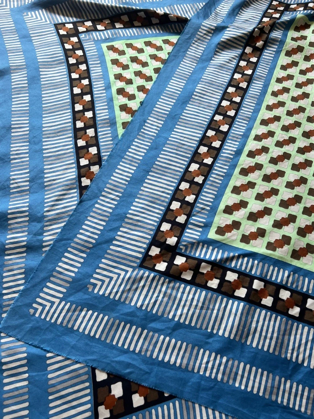 RARE 70s Yves Saint Laurent YSL Vintage Silk Scarf Geometric Mod Print 34”x34”